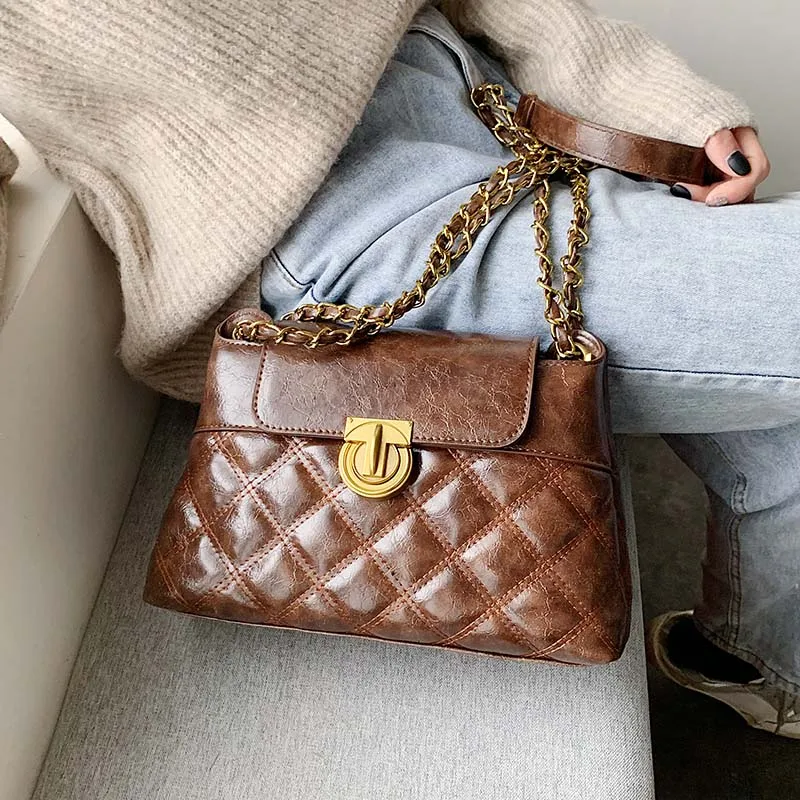 

Small Vintage Leather Crossbody Bags For Women 2020 Chain Shoulder Messenger Bag Female Quality Fashion Handbags