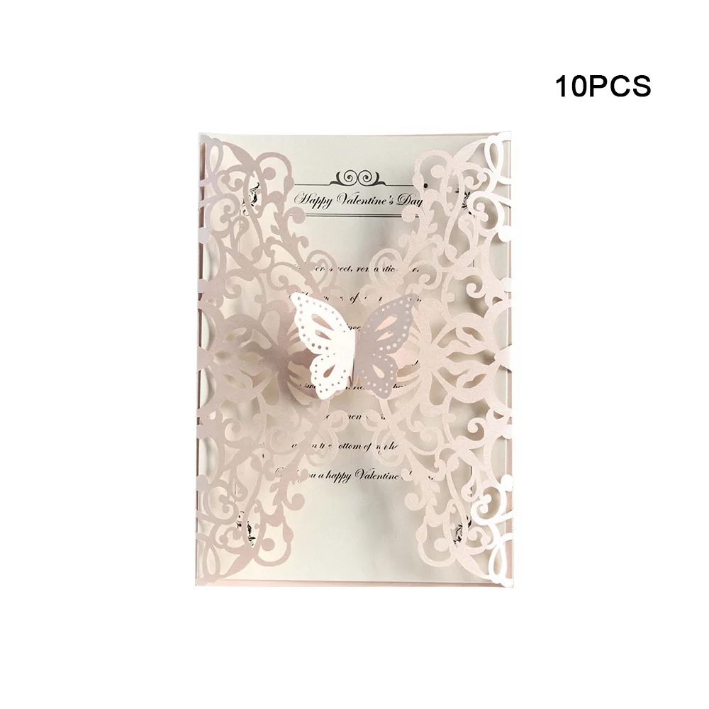  10pcs Laser Hollow Color Butterfly Buckle Shell Thanksgiving Card Business Invitation Party Wedding - 4000272633909