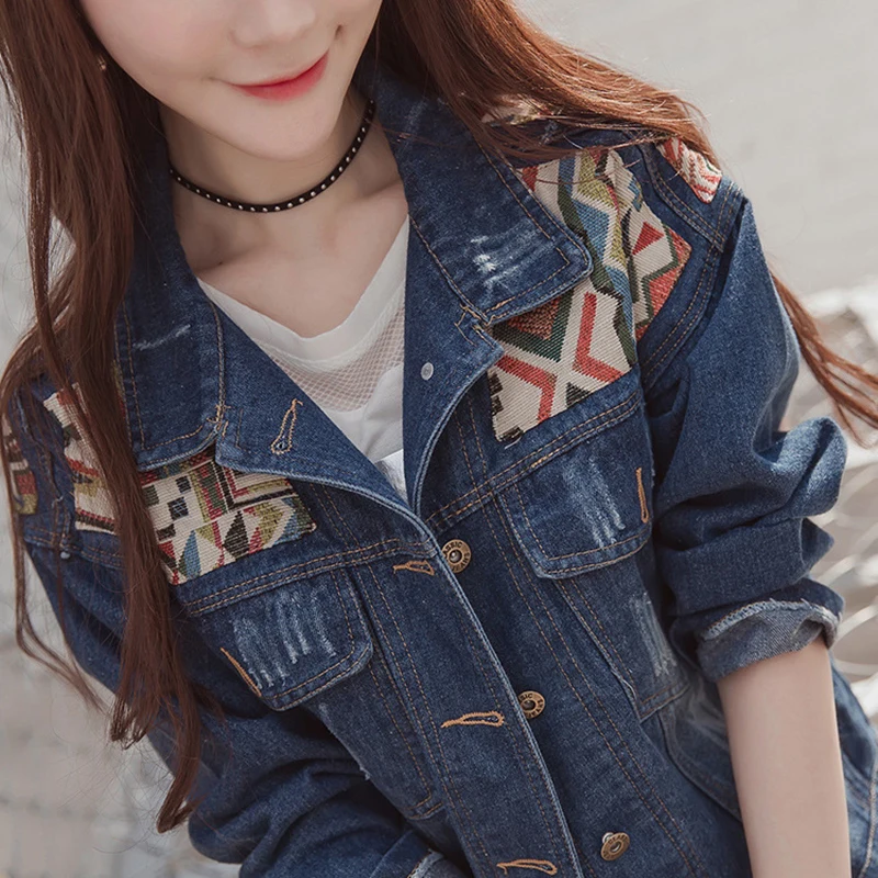Cowboy SiZe Spring Autumn Plus Short Coat Women New Denim Jacket Long sleeve Loose Clothing Fashion Outerwear abrigos mujer WX17 | Женская