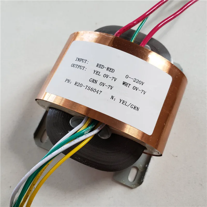 R20-TS6047 7V 1.43A 7V 1.43A 7V 1.43A трансформатор R Core R20 пользовательский трансформатор 220V вход 30VA медный щит Предварительный усилитель трансформатор - Цвет: R20-TS6047