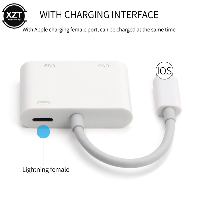 Для lightning-2 USB адаптер OTG USB камера для iPhone 7 8 ipad ios 13 U флеш-накопитель конвертер USB кабельная клавиатура кардридер