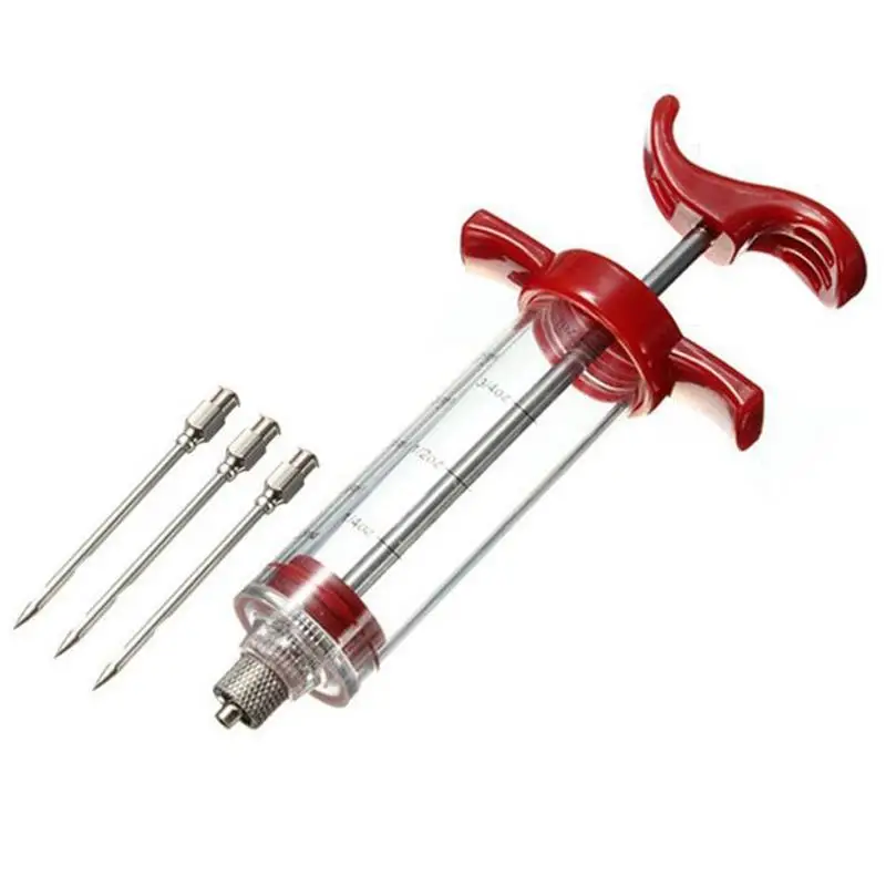 Meat Syringe Marinade Injector Turkey Chicken Needles Spice Syringe Set BBQ Kithen Sauce Marinade Syringe Accessories