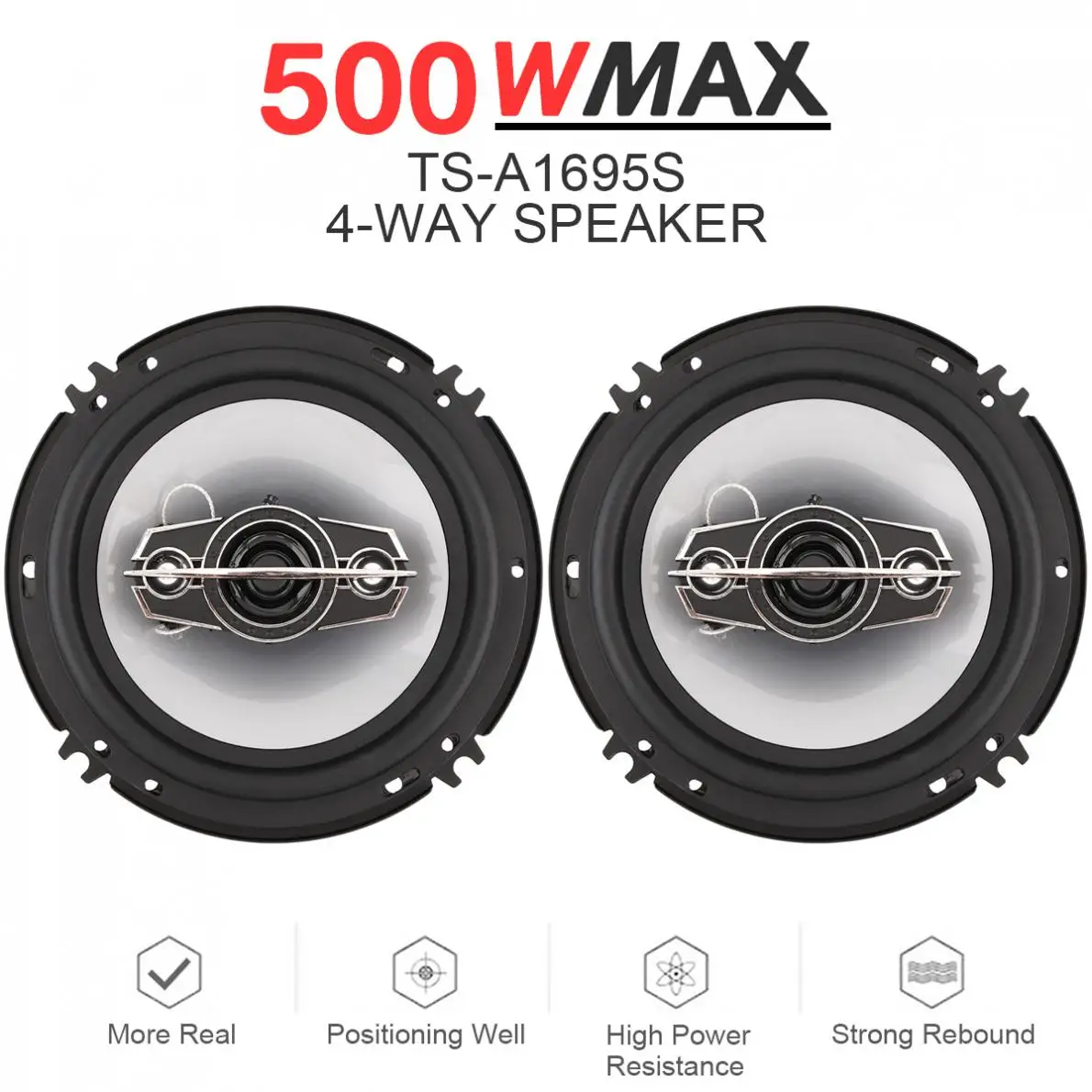 Online 2 uds 6 pulgadas 500W 4 vías coche Coaxial Hifi altavoces Auto música estéreo altavoz de frecuencia de rango completo instalación no destructiva