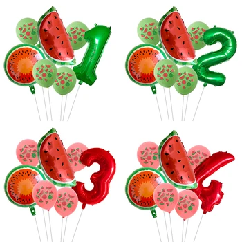 

7Pcs/lot Summer Party Balloons Fruit Watermelon Birthday Decoration Number Balloon Kids Birthday Party Baby Shower Decor Globos