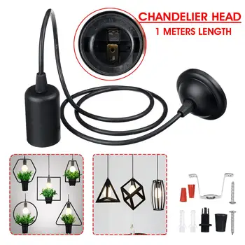 

Smuxi Nordic Pendant Lamp Head Wrought Iron Light Head With Small Chassis 1meters Length E27 Restaurant Bar Industrial Design