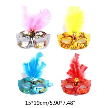 

5Pcs LED Light Up Feather Eye Mask Gold Shining Plated Masquerade Party Favors