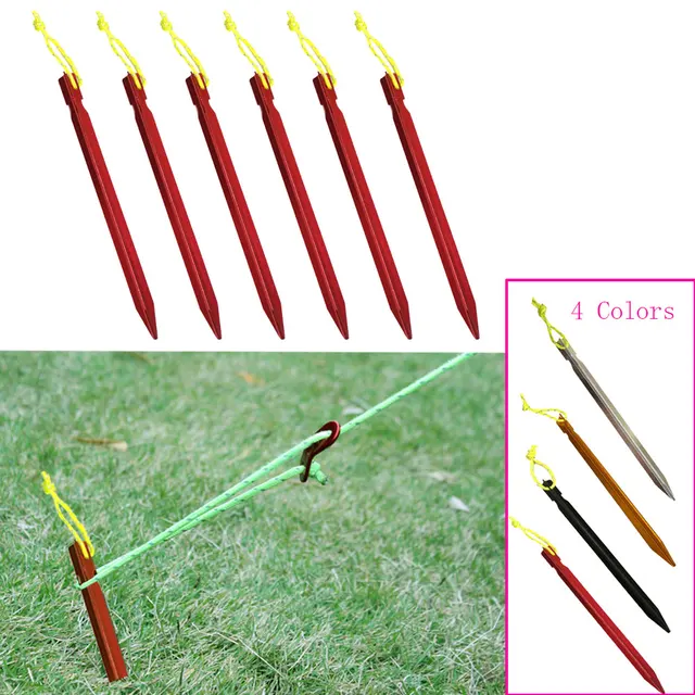 18cm Aluminument Tent Pegs Nails with Rope Stake Camping Hiking Equipment Outdoor Traveling Tent Sand Ground Accessories 1