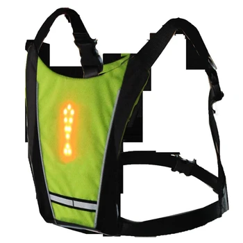 

Yellow Led Wireless Cycling Vest 20L Mtb Bike Bag Turn Signal Led Light Vest Bicycle Night 3 Meters Warning With Remote
