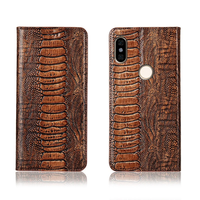

Ostrich foot pattern genuine leahther phone bag for Xiaomi Redmi Note 5 Pro magnetic phone case for Redmi Note 6 Pro flip cover