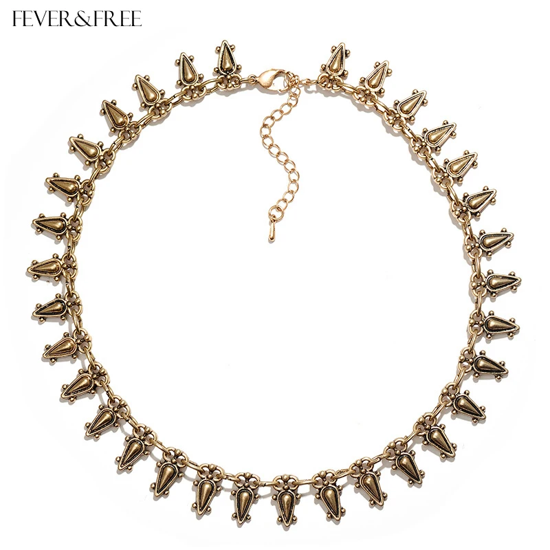 Antique Gold Fever& Free, античное серебряное золотое ожерелье, этнический сплав, капля воды, ожерелье, женское колье, ювелирные изделия, аксессуары - Окраска металла: Antique Gold