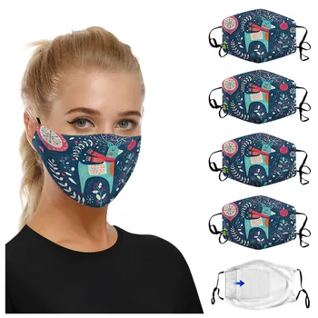 

Christmas Print Face Mask Adult Washable Adjustable Mouth Muffle Mascarillas Reutilizables Skin Care Reusable Face Mouth Mask