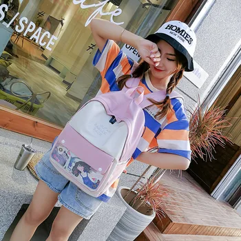 

Bag Harajuku Style Korean High School Student Cartoon Small Fresh Fashion Versatile Multi-function Large-capacity Backpack
