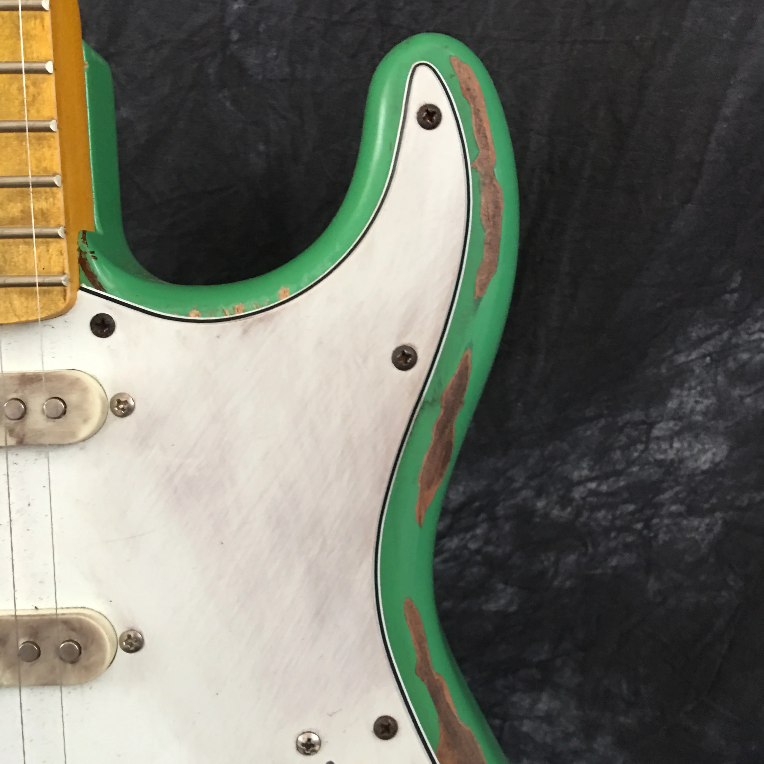 Distressed Green Maple High qualityCustom Shop, классические зеленые St гитары вручную. Поддержка изготовления на заказ. ручная работа st гитара