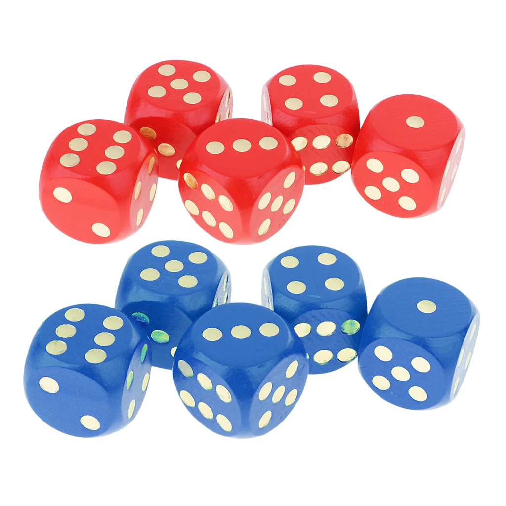 10Pcs Dotted Dice Six Sided Wooden Block for Party MTG DND Role Playing Toy