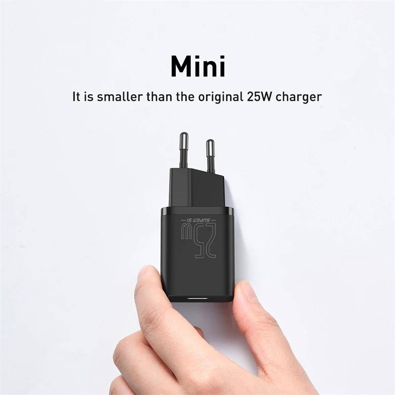 Chargeur Rapide Baseus USB-C 25W + Cable usb-c Noir