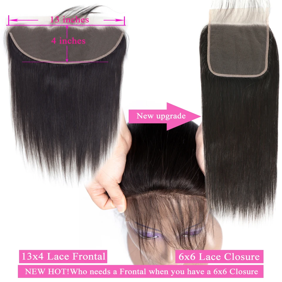 Fechamento e Cabelo Pacotes com Fechamento Fecho com 6x6 Queenlike Cabelo Brasileiro Humano Fechamento Fecho 3 6*6 12 High Quality Apliques e perucas