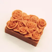 3D розы мыло Плесень ручной работы квадратная Силиконовая Форма Мыло Формы для торта набор для выпечки с шоколадом плесень
