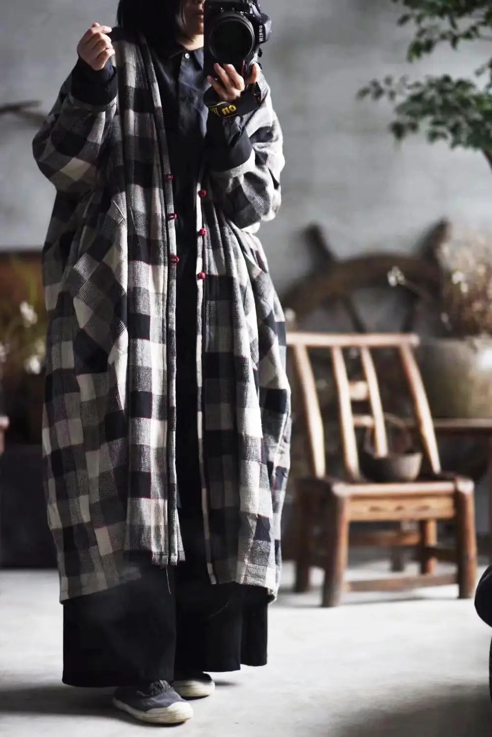 plaid LZJN женские тренчи осенние новые хлопковые льняные Длинные рукава шикарный Повседневный пледовый халат двухслойные Большие размеры женские пальто - Цвет: plaid