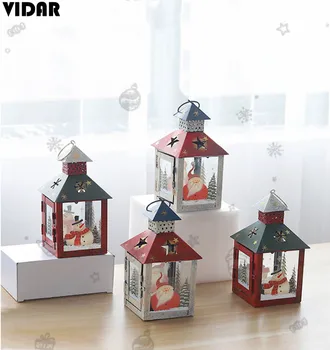 

VIDAR Europe Style Classic Iron Retro Candle Holders Santa Claus Metal Craft House Candlestick Christmas Decor Hurricane Lamp