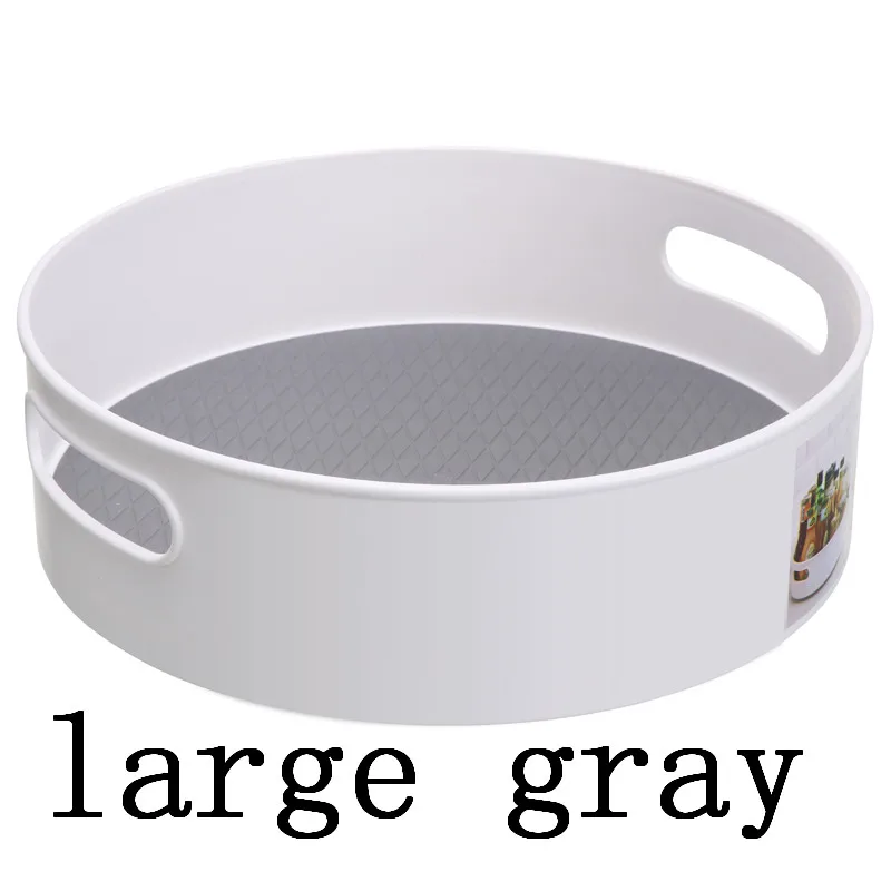 large gray Многофункциональный поворотный лоток для хранения Нескользящая безопасная кухонная коробка для приправ косметический лоток для хранения настольный органайзер Прямая - Цвет: large gray