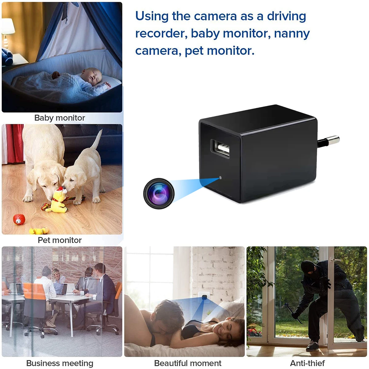 4k security camera HD 1080P Power Adapter Wireless IP Camera USB Charger Mini Camera Wifi Remote Monitoring Video& Adudio Recording Live Streaming floodlight cam surveillance cameras