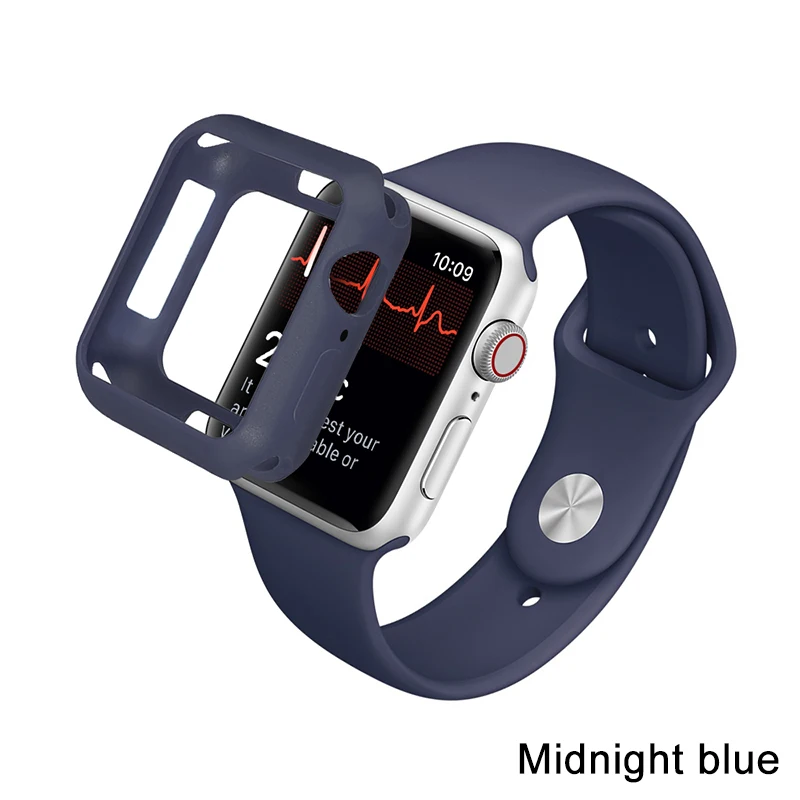 Midnight-Blue \ Матовый ТПУ чехол для Apple Watch Series 5 4 44 мм 40 мм цветная крышка полная защитная оболочка для iWatch 5 4 40 мм 44 мм бампер для часов - Цвет: Midnight-Blue