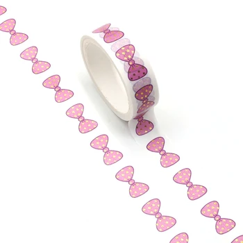 

1PC Pink Bowknot Gold Stars Foil Washi Tape Planner Scrapbooking Cute Cinta Adhesiva Decorativa Masking Tape Japanese Stationery