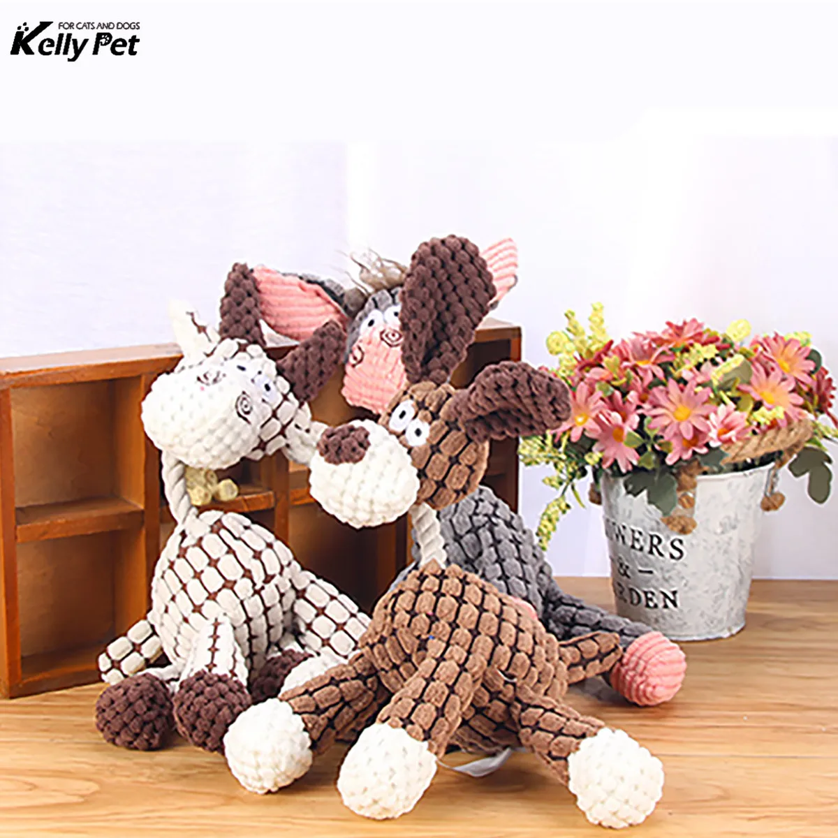 Игрушки для хот-догов коричневая форма осла плюшевая собака Doy визгливый звук жевательно-кусательная интерактивный питомец игрушки для маленький щенок
