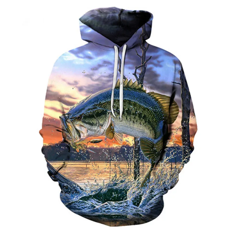 3D Тропические рыбы забавные толстовки для рыбацких мужчин и женщин с длинным рукавом толстовки с капюшоном уличная хип хоп куртки