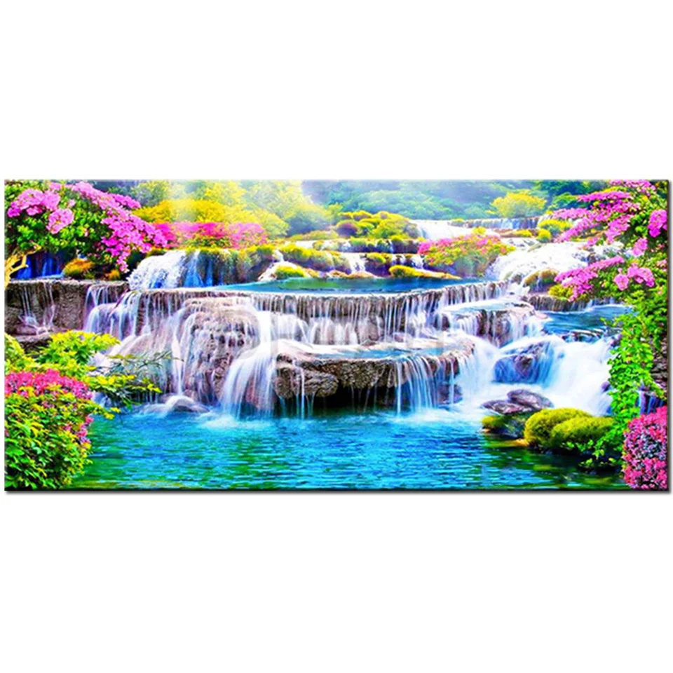 large size waterfall Diamond Painting Full Square Round Drill Diy 5D Diamond Embroidery Mosaic Needlework Spring landscape