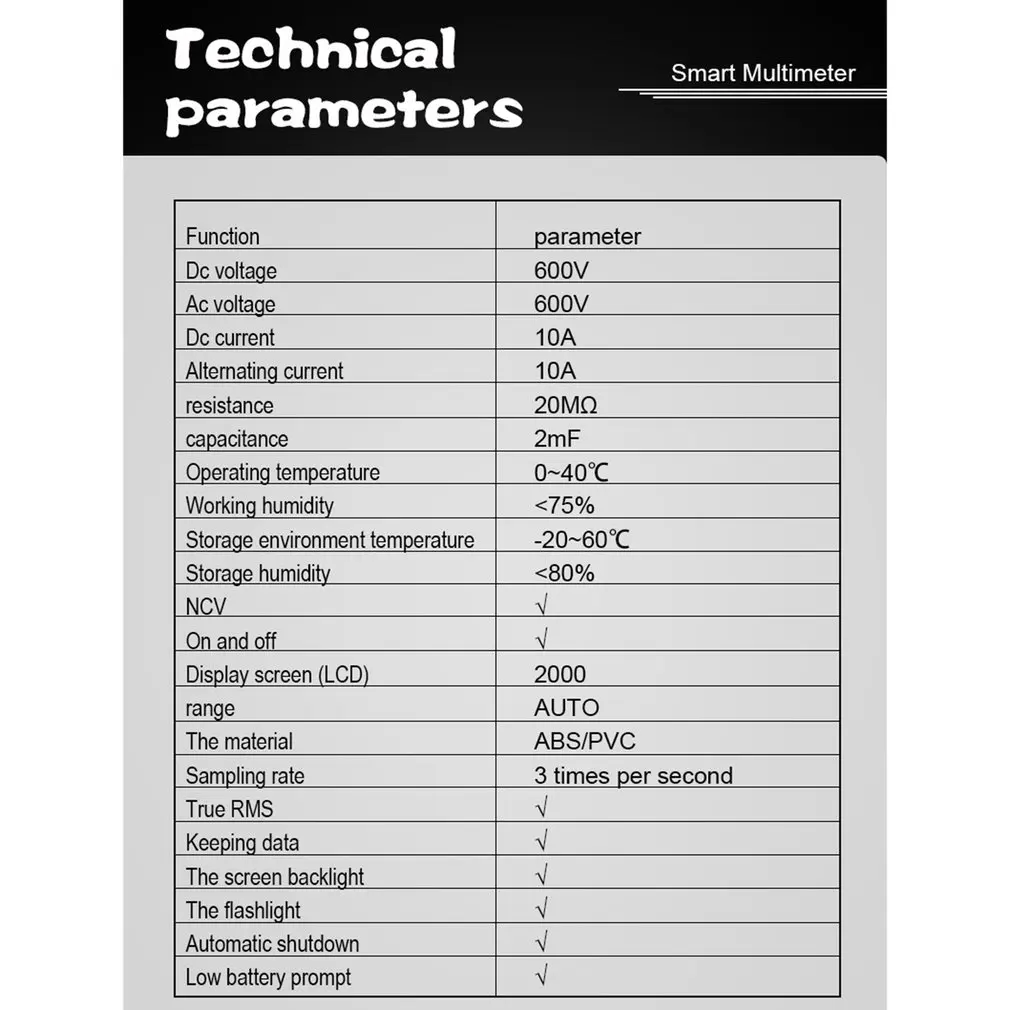 Автоматический цифровой мультиметр True RMS AC/DC Напряжение Ток Ом Емкость диод НТС мультиметр тестер удержания данных фонарик