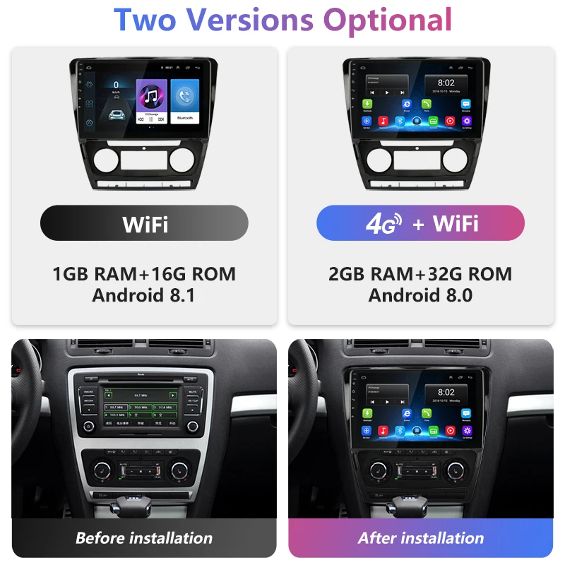 Excellent Jansite Android Car Radio for Skoda Octavia 2 A5 2008-2013 GPS navigation 4G Network WIFI audio player 2 din Radio Tuner 2