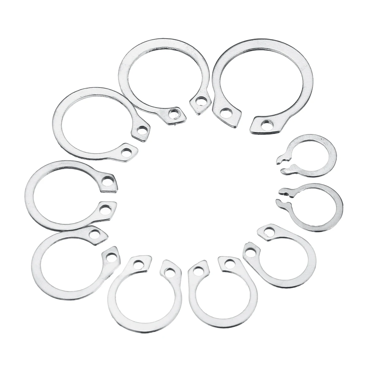 200pcs M8-M18 Elastic Circlip Retaining Ring Snap Ring 304 Stainless Steel C-type Circlip O-axis
