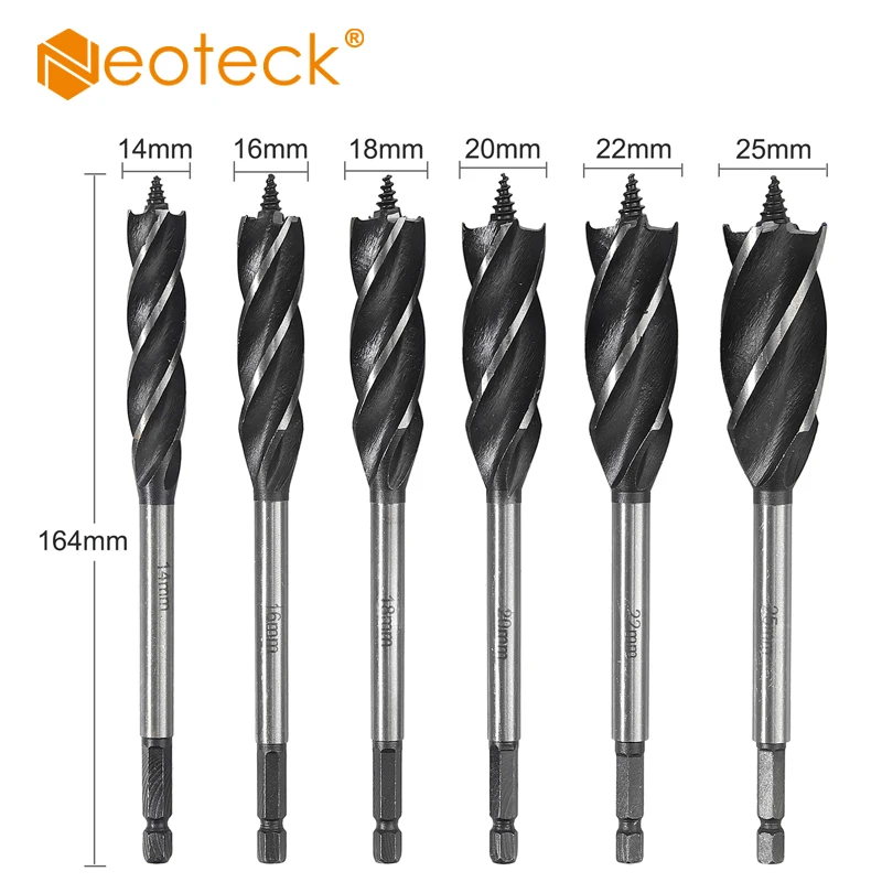 Набор сверл по дереву Neoteck 6 шт. четыре лезвия слота сверло 1/4 Шестигранная