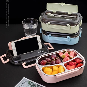 

Portable 304 Stainless Steel Lunch Box 2020 New Hot Japanese Style Compartment Bento Box Kitchen Leakproof Food Container