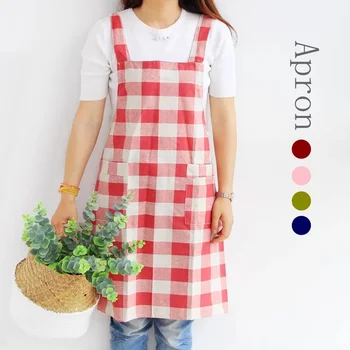 

Funny lattice Kitchen Apron Sleeveless Aprons Cotton Linen Cooking Baking Restaurant Kitchen Aprons for Women planter Pinafore