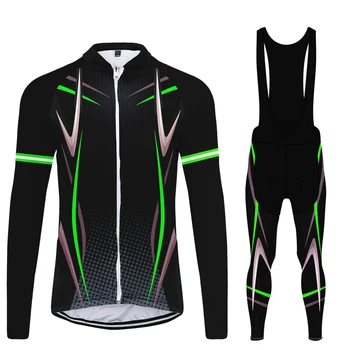 

3D Cycling Jersey Long Sleeve Top Trousers Bib Suit Set Irregular Line Fashion Hip Hop Casual Trend Sport Quick Dry Bike Set