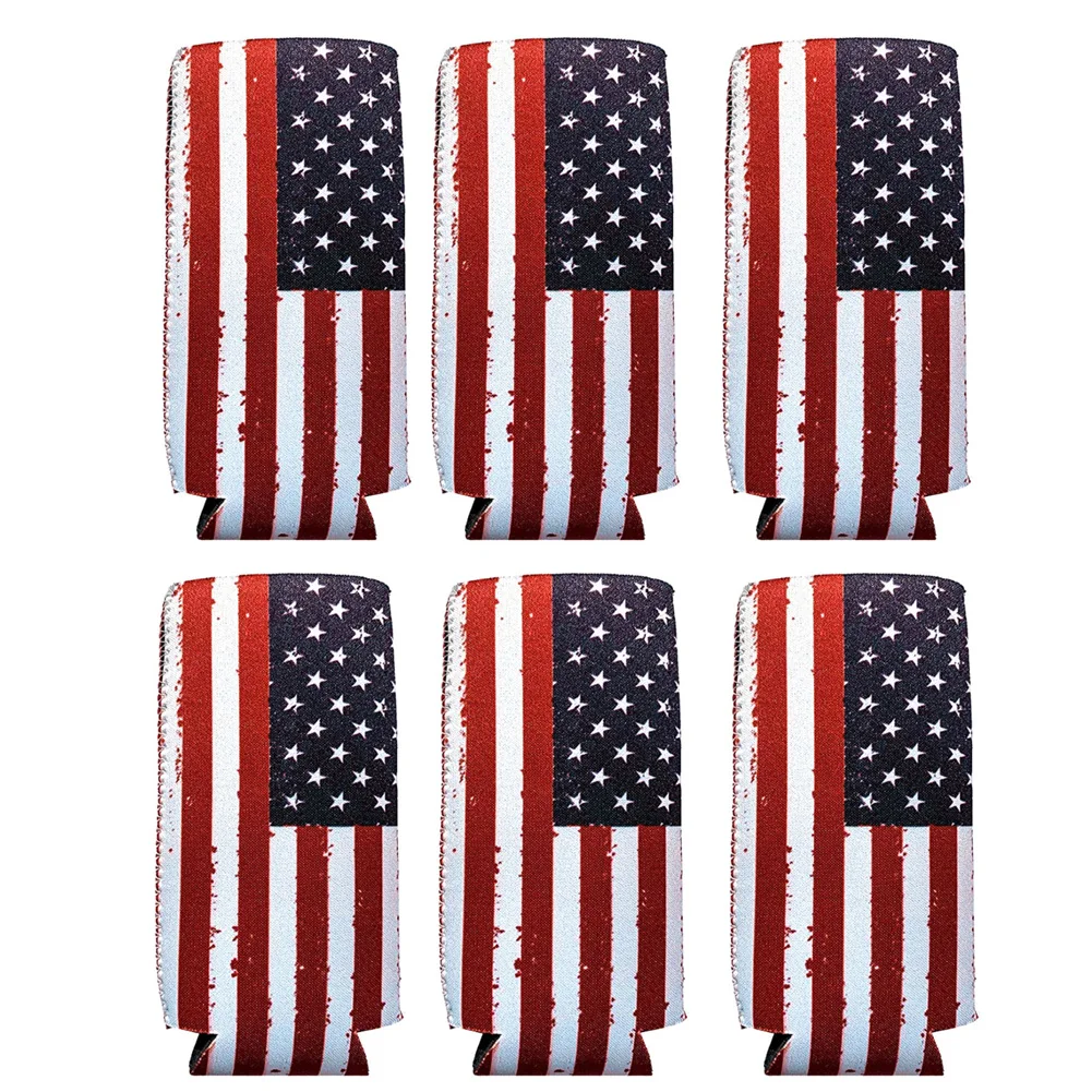 6 шт. Подарочная сумка тонкий практичный Тонкий чехол для банкета вечерние пивные банки украшения дома флаги шаблон инструменты прочные рукава кулера