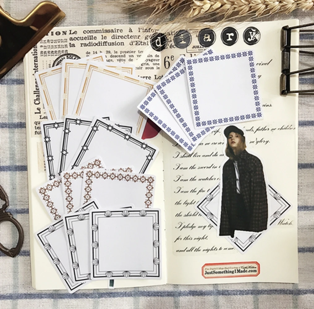 

15Pcs/Lot Vintage Black Square Label Sticker DIY Craft Scrapbooking Album Junk Journal Planner Decorative Stickers