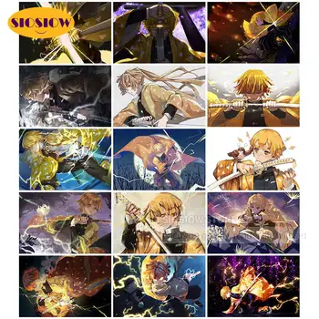 

Diamond Painting Demon Slayer Kimetsu No Yaiba Anime Zenitsu Sword Character Diamond Embroidery Cross Stitch Full Set Home Decor