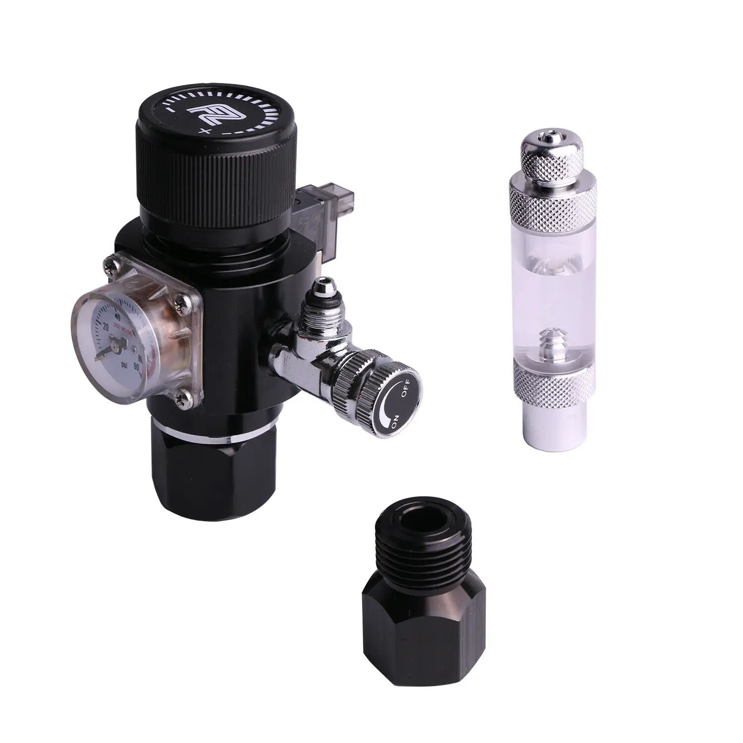 FZONE Aquarium CO2 Regulator Mini Dual Gauge Display DC Solenoid with Bubble Counter and Check Valve for US Standard CGA320 CO2 Cylinder FZONE Aquarium CO2 Regulator Mini Dual Gauge Display DC Solenoid with Bubble Counter and Check Valve for US Standard CGA320 CO2 Cylinder