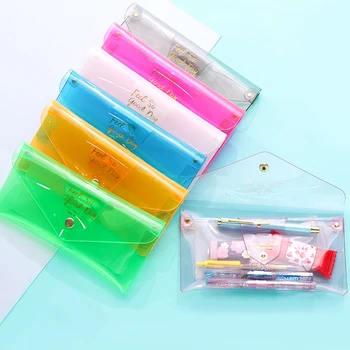 

Cute Simple Pencil Case Cute Transparent Pattern School Supplies Stationery Christmas Gift Frosted Plastic For Kids