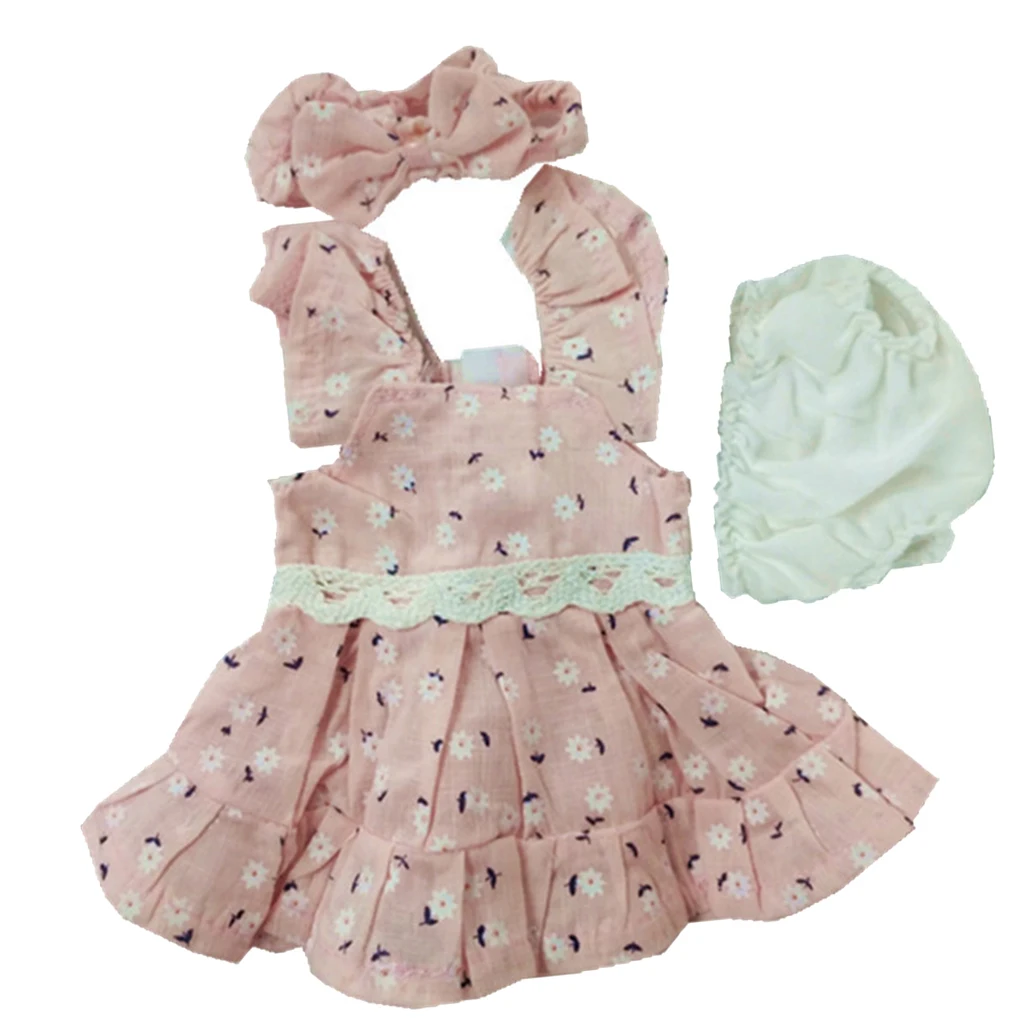 Adorable Dress Underwear Bowknot Headband for 10-11 inch Reborn Baby Girl Dolls Clothes, Party Wear