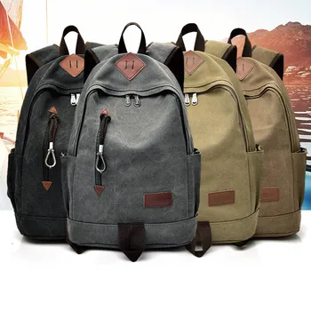 

Men's Military Canvas Backpack Zipper Rucksacks Laptop Travel Shoulder Mochila Notebook Schoolbags Vintage College School Bags