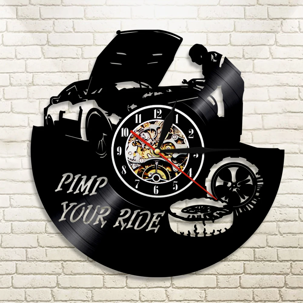 Pimp Your Ride Цитата девиз знак настенное искусство Современные часы Виниловая пластинка настенные часы винтажные гаражные услуги ремонт Декоративные часы