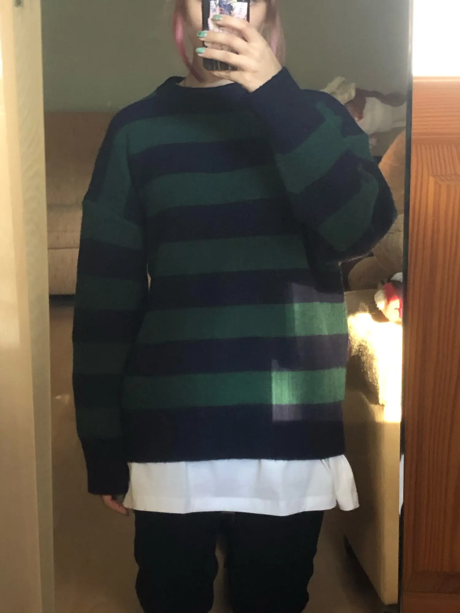 Striped Knitted Sweater Men Women 