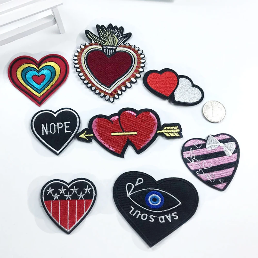 

Lychee Life Heart Embroidered Patches Colorful Patches Supplies Handmade Sewing On Clothes Bags Accessories