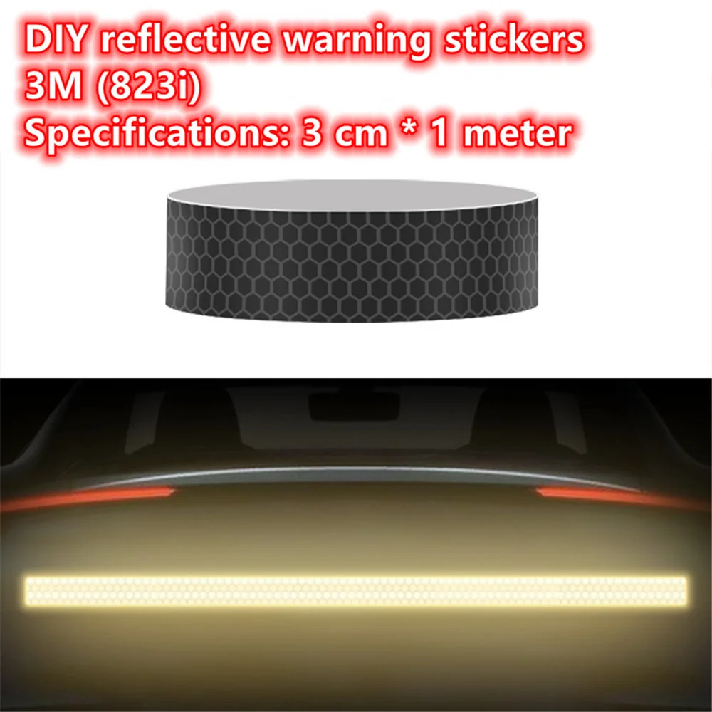 3M Black tape Reflective Tape Sticker Diamond Grade Adhesive Safety Mark  Warning Tape Bike Automobiles Motorcycle Car Styling
