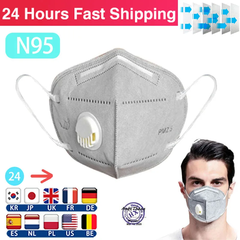 

10 Pcs n95 Respirator Mask Valved Gezichtsmask 5Layer Filter Bescherming Gezichtsmasker Paint Mask Pk n99 ffp2 Mask Filter ffp3