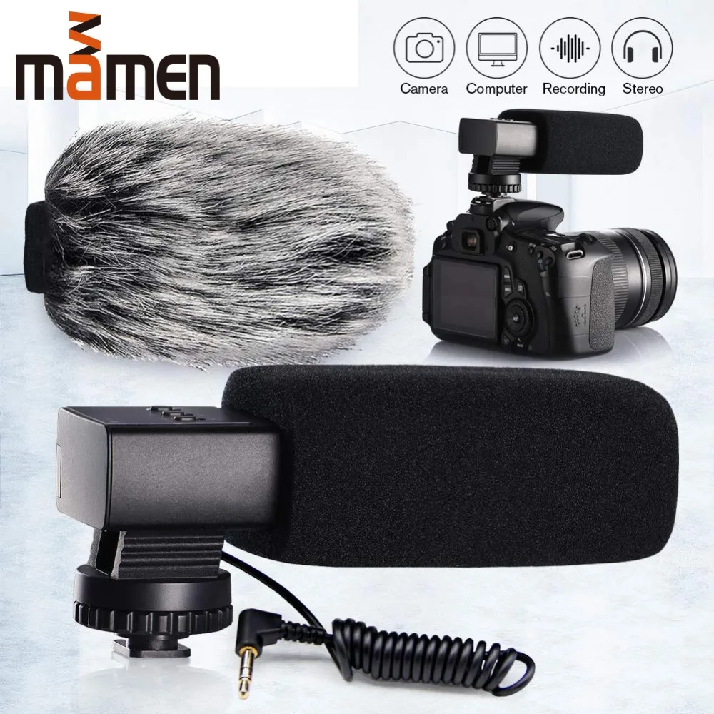 

MAMEN Camera Condenser Microphone 3.5mm Aluminum Alloy Microphone for Canon Nikon DSLR Sony Vlog
